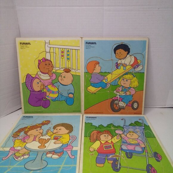 Vintage 1991 Cabbage Patch Kids Puzzles Wood Lot of 4 Playskool Ages 2-5 - Picture 3 of 11